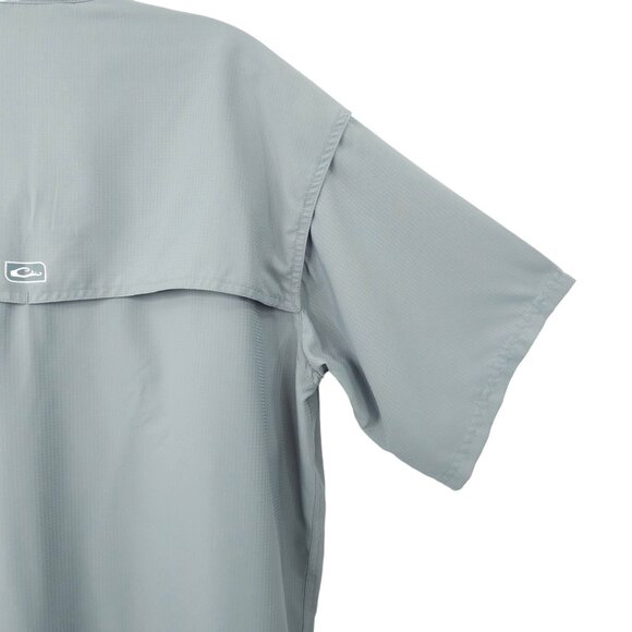 Drake Performance Fishing Button Front Shirt Mens Size S Gray Short Sleeve - Picture 16 of 16